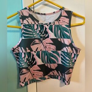 Nike Women's Tropical Print Tank Top - Pink and Green